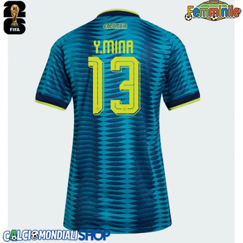 Maglie da calcio Colombia Yerry Mina #13 Seconda Maglia Femminile Mondiali 2026  Manica Corta